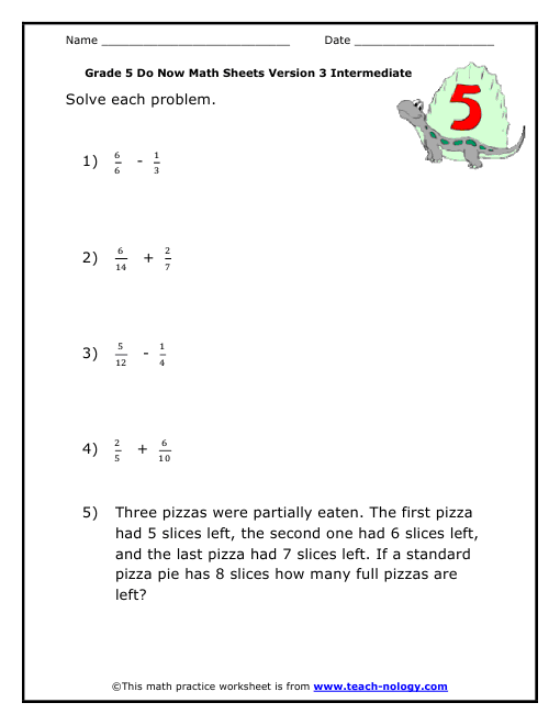 Grade 5 Intermediate Version 3