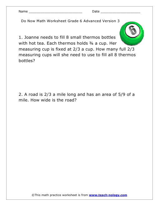 Grade 6 Advanced Version 3