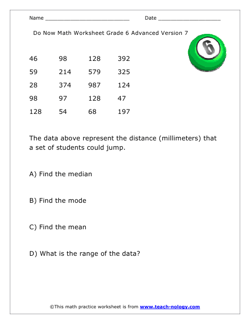 Grade 6 Advanced Version 7