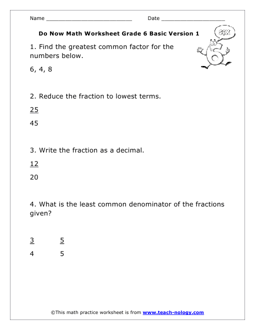Grade 6 Basic Version 1
