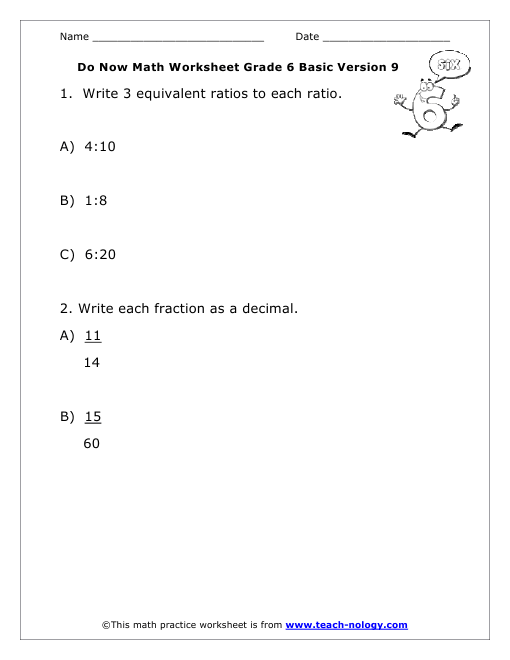 Do Now Math Grade 6 Basic Version 9