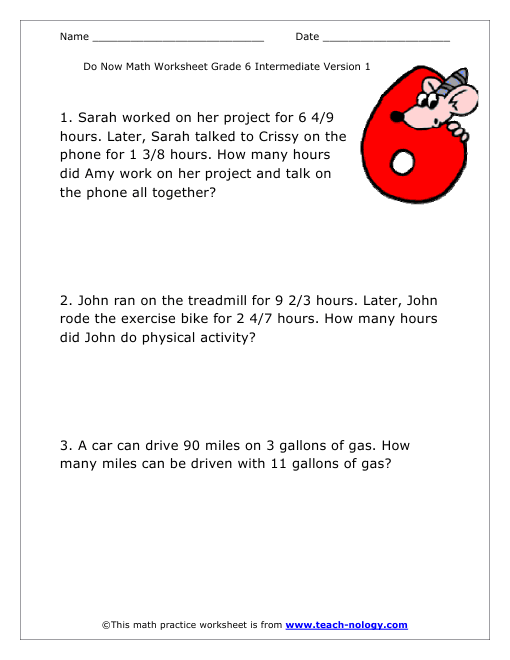 Grade 6 Intermediate Version 1