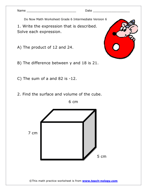 Grade 6 Intermediate Version 6