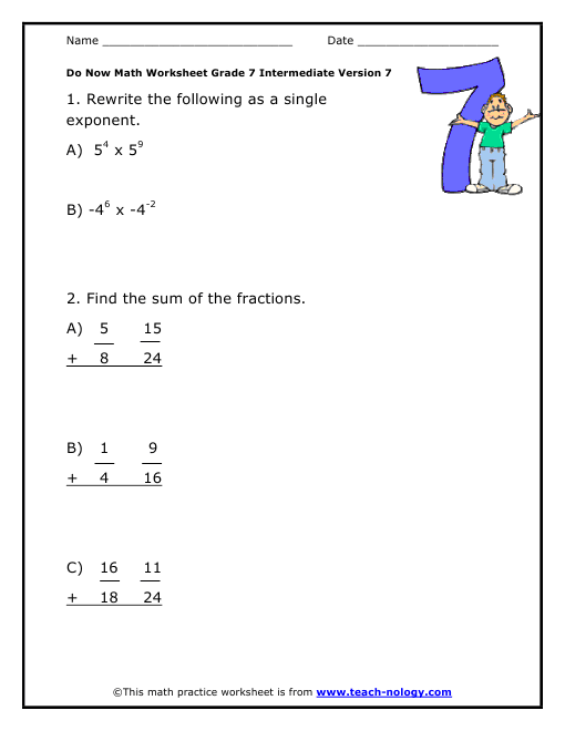Do Now Math Grade 7 Intermediate Version 7