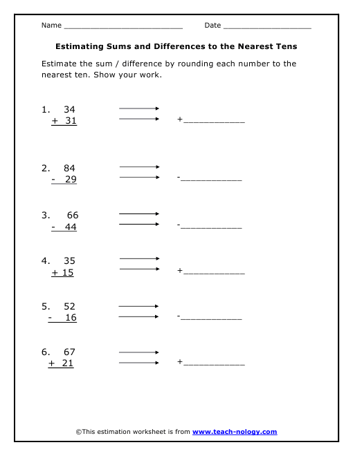 estimate-sums-and-differences-worksheet