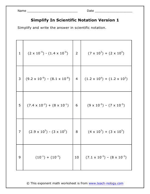 Scientific Notation Activity Sheets  ap handouts by chaptersci notation worksheet conv mult 