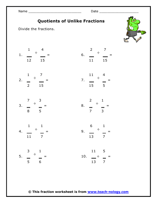 Quotients of Unlike Fractions