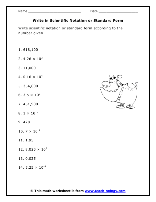 Putting Numbers Into Scientific Notation Worksheet