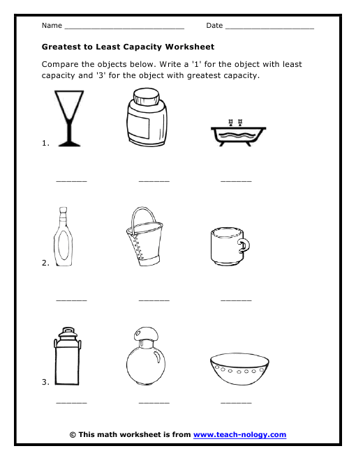 Capacity Worksheets