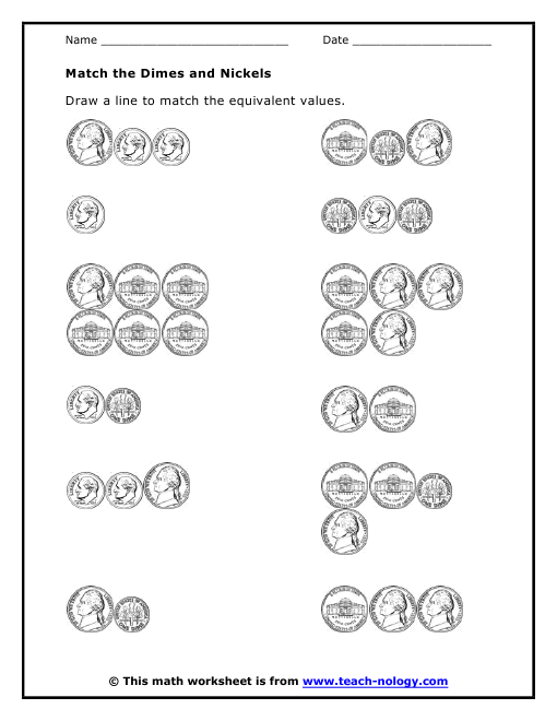 Match the Dimes and Nickels