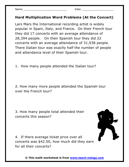 Hard Math Worksheets For 7th Grade - appropriate math questions