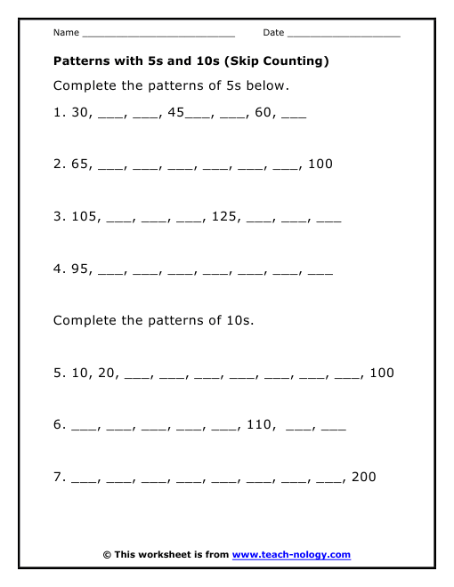 Printables Counting By 5s Worksheet skip counting by 2s 5s and 10s worksheets abitlikethis 5 httpwww teach nology com