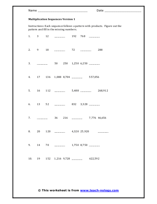 multiplication-sequences