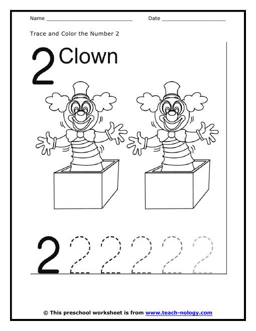 Trace And Color The Number 2