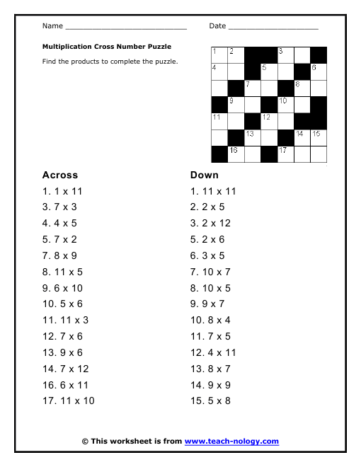 multiplication-cross-number-puzzle