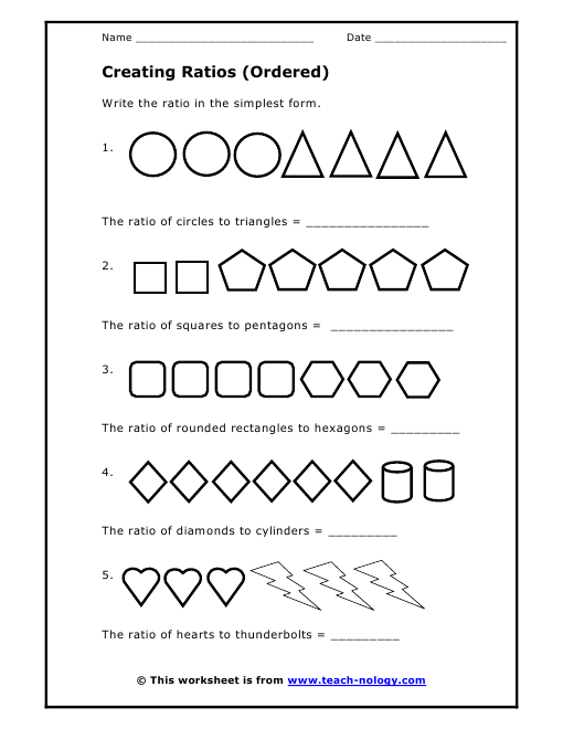 Math Ratios Worksheets - ratio worksheets for teachersfractions and