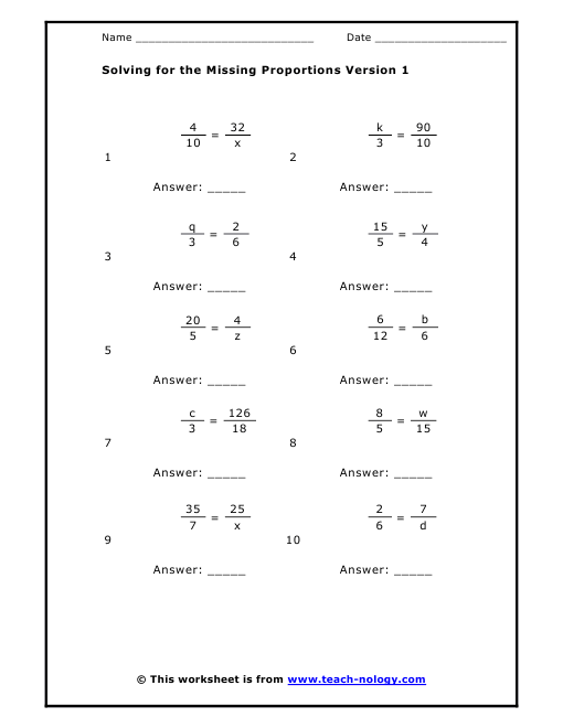 Proportions With Mixed Numbers Worksheet