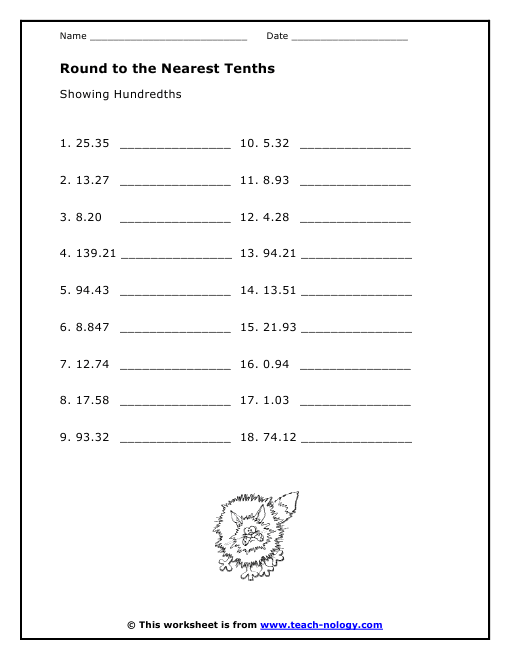 Rounding Hundredths Decimals To The Nearest Tenths