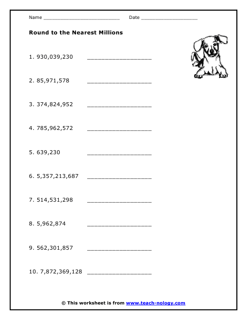 Printables Rounding To The Nearest Hundred Thousand Worksheets rounding to the nearest hundred thousand worksheets davezan round millions printables worksheets