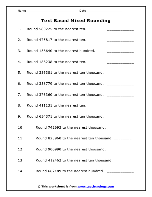 Text Based Mixed Rounding