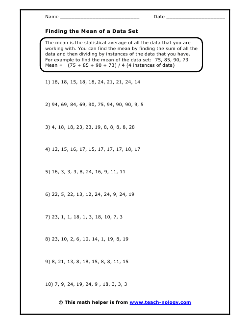 Worksheets Mean Worksheets finding mean worksheets mode median and range worksheets