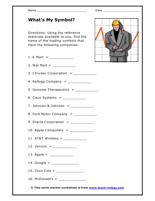 stock market worksheets high school