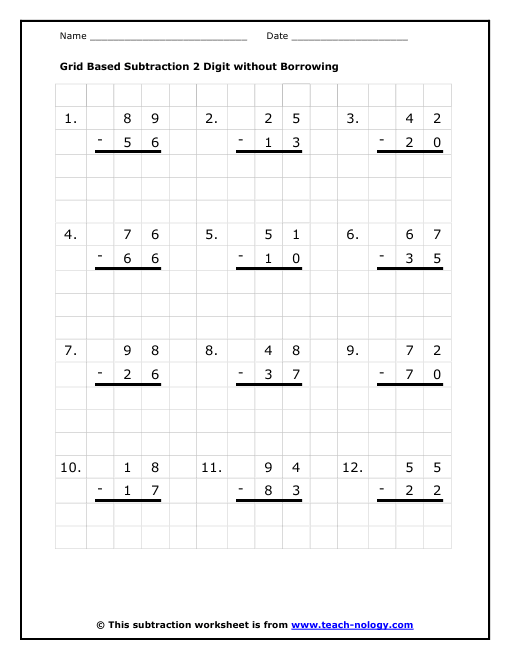 Subtracting Mixed Numbers With Borrowing Worksheet