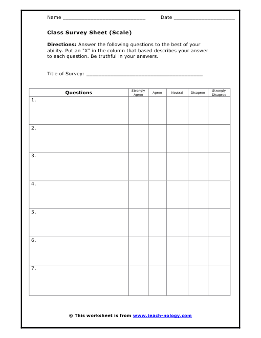 Survey Math Worksheets For English