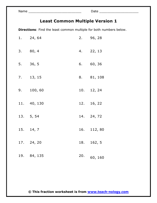 Common Multiples Worksheet Tes - hcf and lcm worksheet with answers tes ...